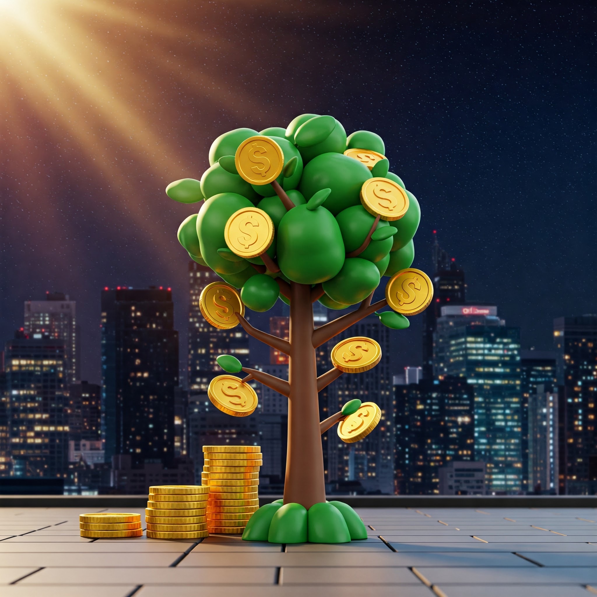 photo of Money Tree on Rooftop at Night